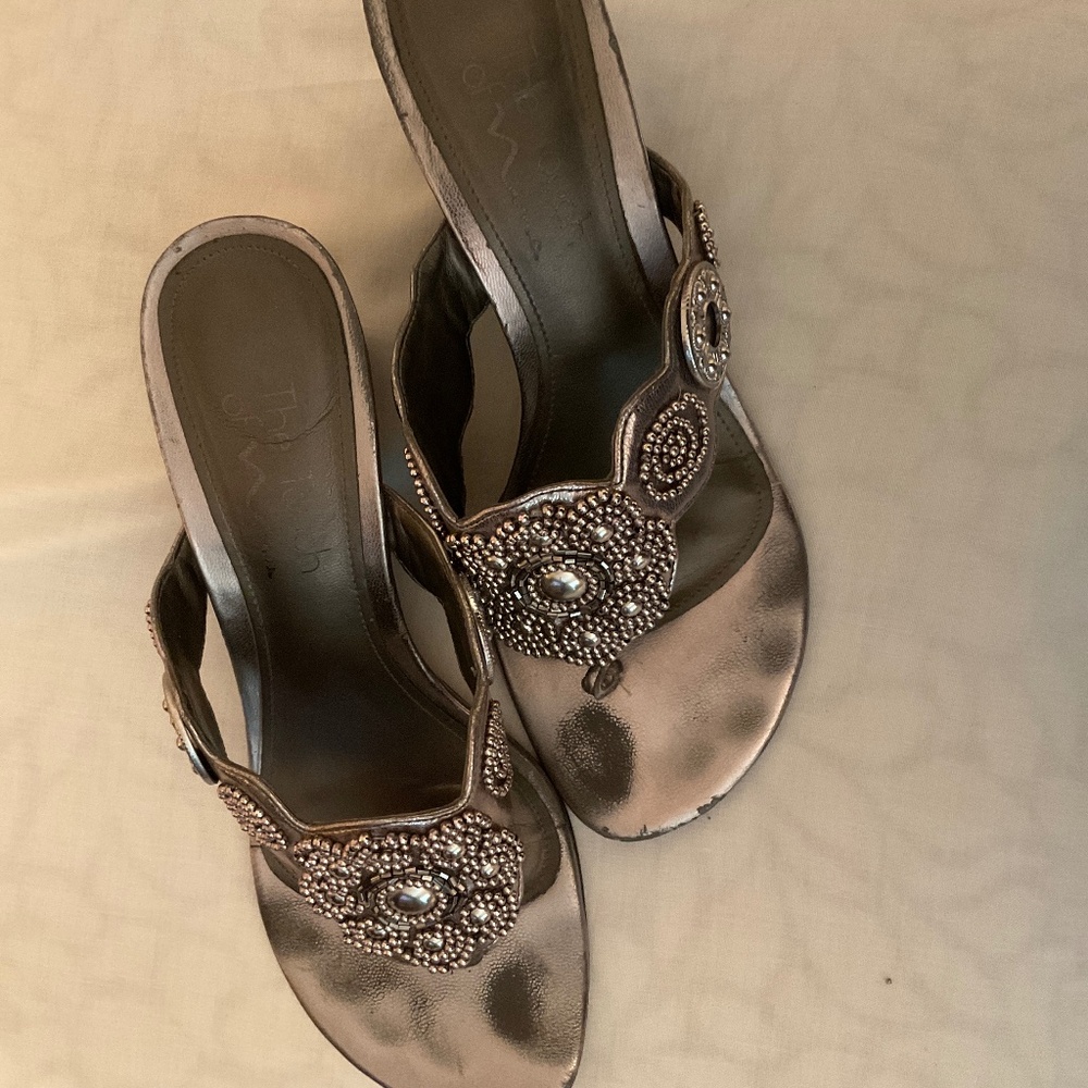 Rhinestone and jewel wedge summer sandals